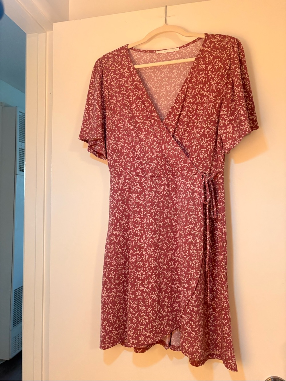 Floral Wrap Dress - Mauve Pink